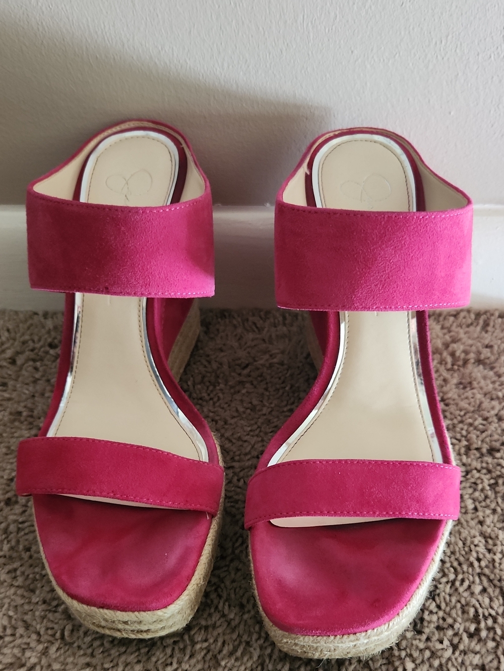 Jessica Simpson Perfectly Pink Suede Espadrille Wedge Sandals